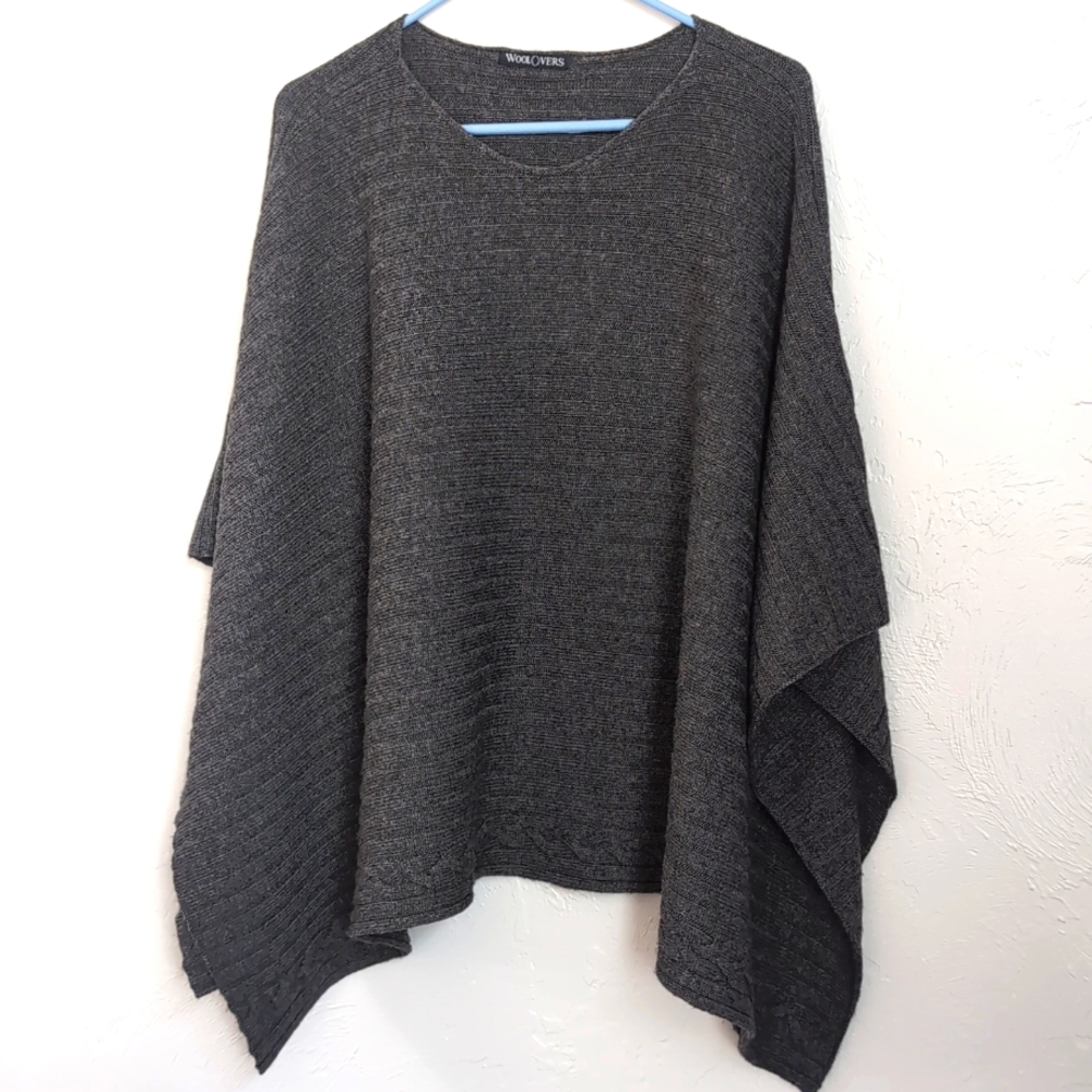 WoolOvers Cashmere Merino Blend Cable & Ribbed Knit Women's One Size Poncho